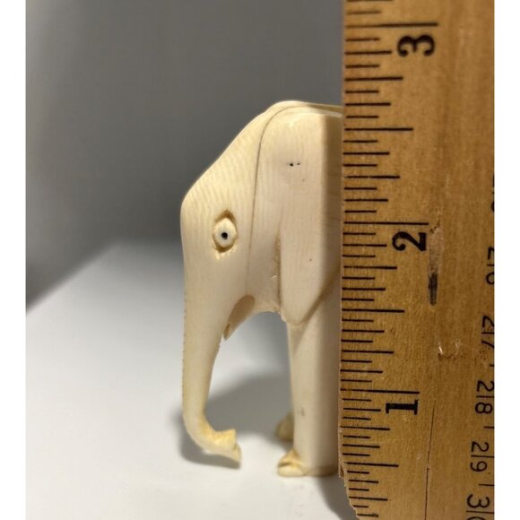 Elephant Miniature Sculpture Collectible Art Vintage Hand Carved 3 x 2.5" - Picture 6 of 6